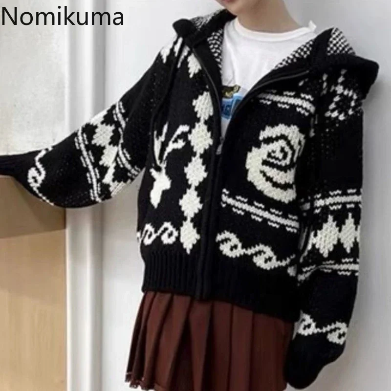 Pletené ženy v kardiganovom kabáne jeseň zimné oblečenie ružové vinobranie sueter majer s dlhým rukávom módne módne obalky s kapucňou pull femme