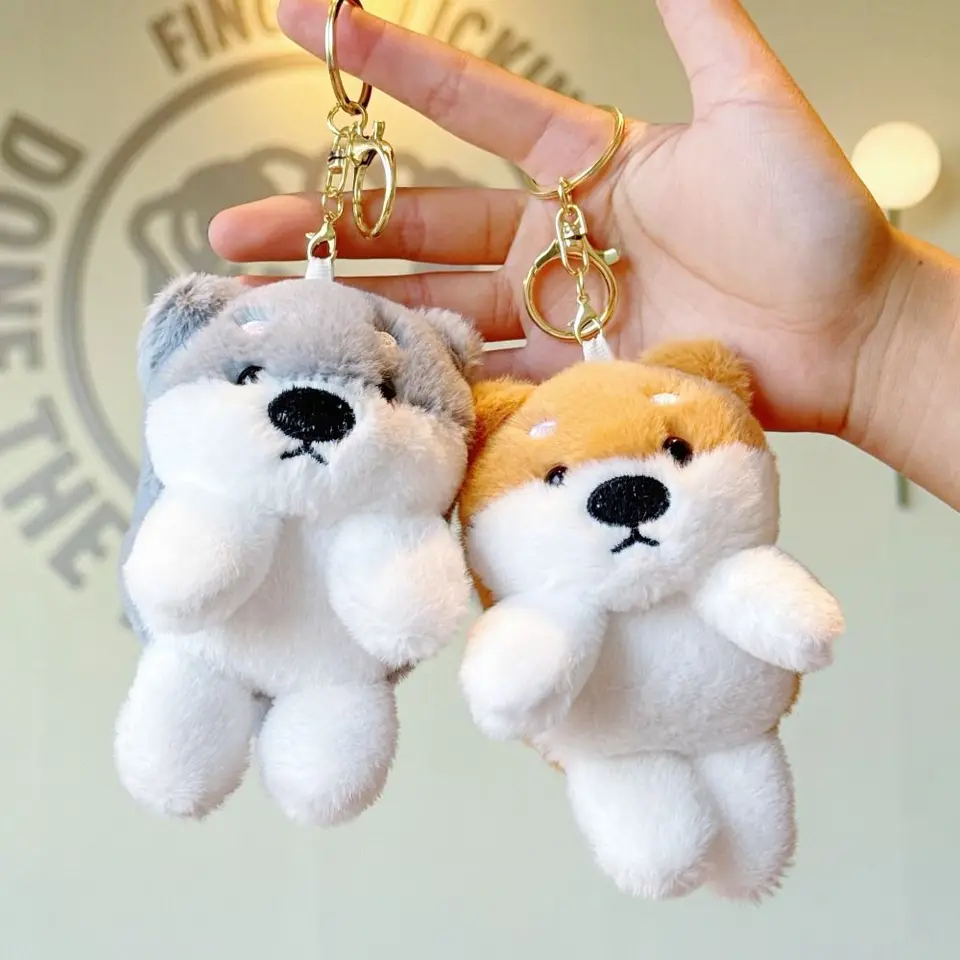 Plnený pes 15 cm Shiba Inu Keychain Roztomilé zvieracie plyšové hračky Hračky Keychain Kawaii Klávesové kľúče Krásne tašky Pendant Bag Charms