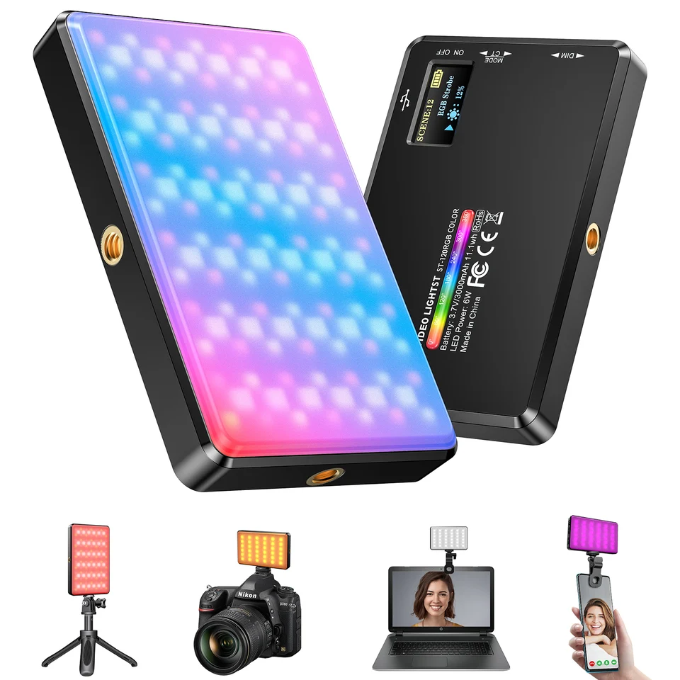 Plná farba RGB LED LED Vysoko výkonná nabíjateľná video výplň s klipom nastavenou 2500k-9000K BIO-COLOR PANEL LIGHT PRE TELEFÓNOVÉHO LAMP