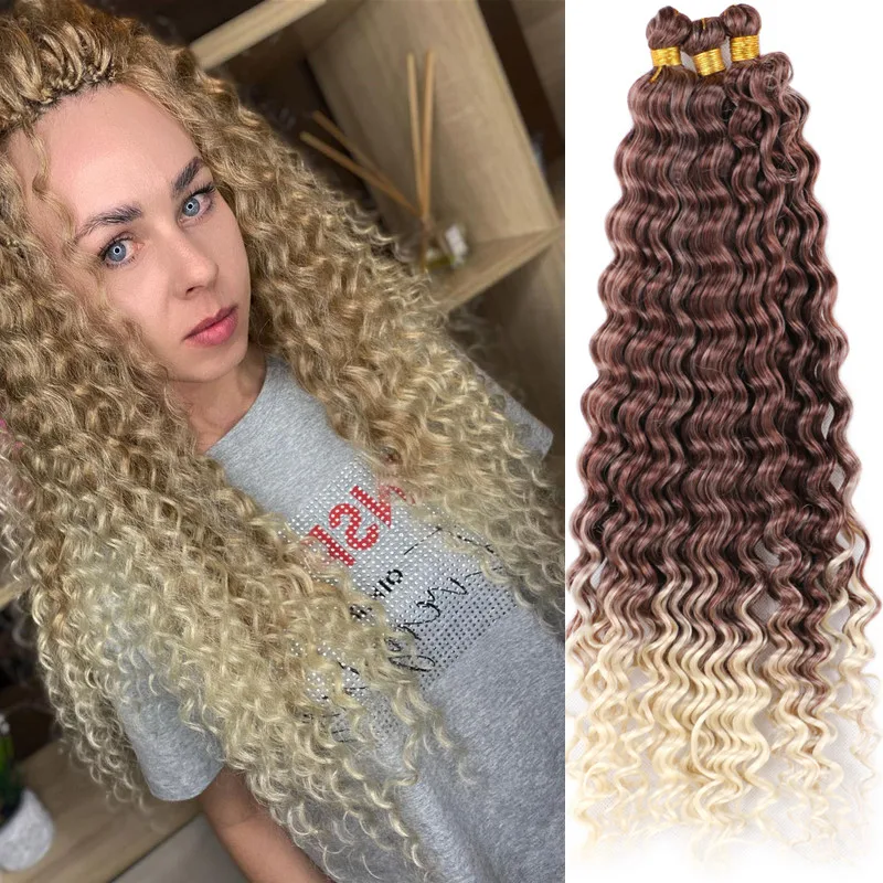 Plná hviezda afro kučeravé hĺbky háčkované vrkočky vlasy predlžovanie vlasov čierna blondínka farebná ombre opletenie Twist Twist Twist predobežné hlboké vlny