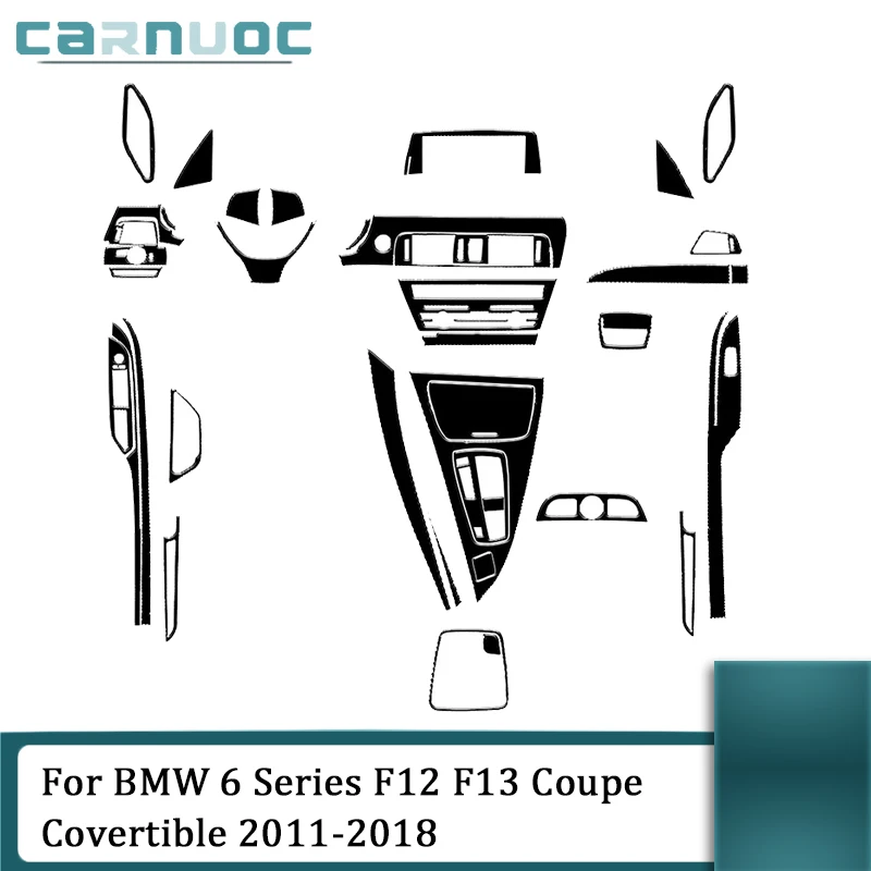 Plná súprava pre BMW 6 Series F12 F13 Coupe Case 2011-2018 Interiér automobilu ABS Piano Black Dekoratívne nálepky Accessorie