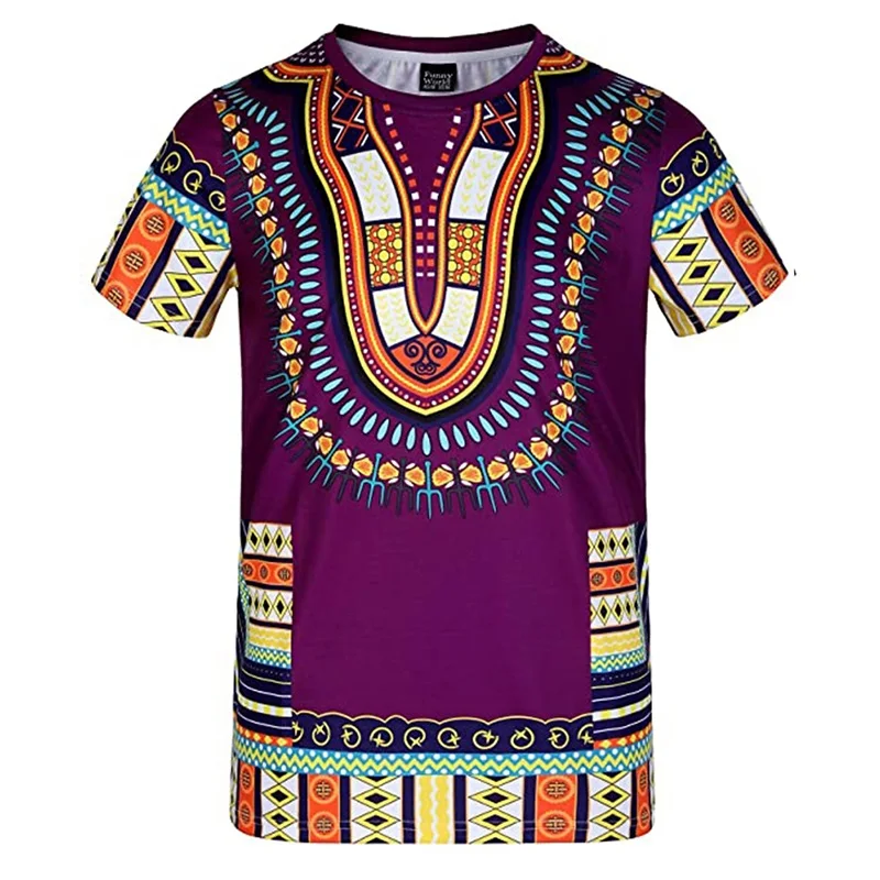 Plná tlač moderné africké tričko pre mužov oblečenie African Vintage Graphic Tlač tričiek pre párty festival letné pánske tričko