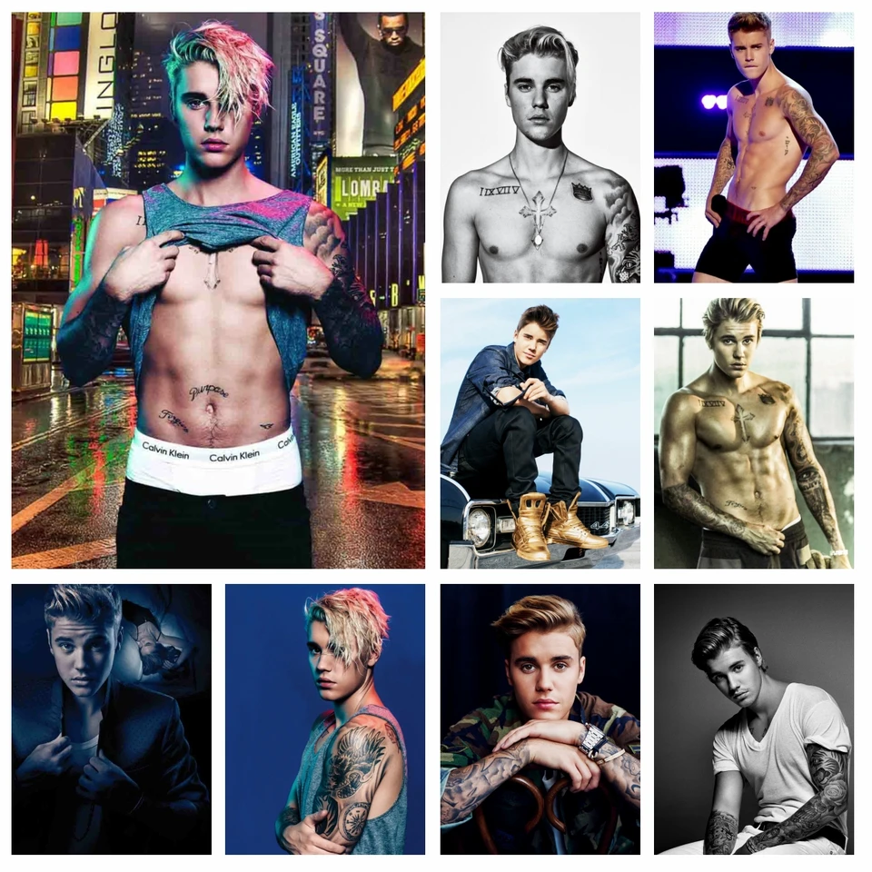 Plná vŕtačka Justin Bieber Diamond Shinestone Painting Singer Music Plagát krížový steh súpravy vyšívacie obrázky mozaika