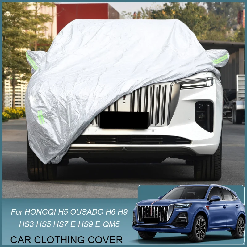 Plné krytiny automobilu Rain Frost Snow Dust Witerproof pre HongQi E-HS9 E-QM5 H5 H9 HS5 HS7 OUSADO H5 AUTICKÝ AUTOBO AUTOMO