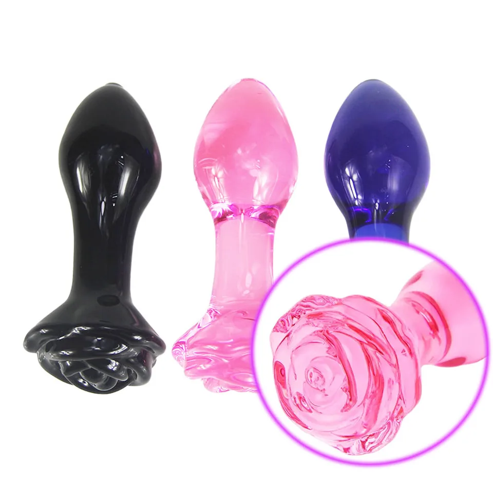 Plné kvety veľké ružové sklo zadok plug sex hračky Explore zadok Play Derriere Women Man stimuluje orgazmickú organizáciu