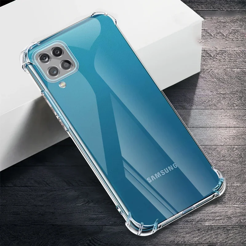 Plné ochranné puzdrá pre nárazník pre Samsung Galaxy F23 F13 F62 F52 F42 F22 F12 F02S F41 5G TELEFÓN CRYST COSES Withi Airbag Rohy