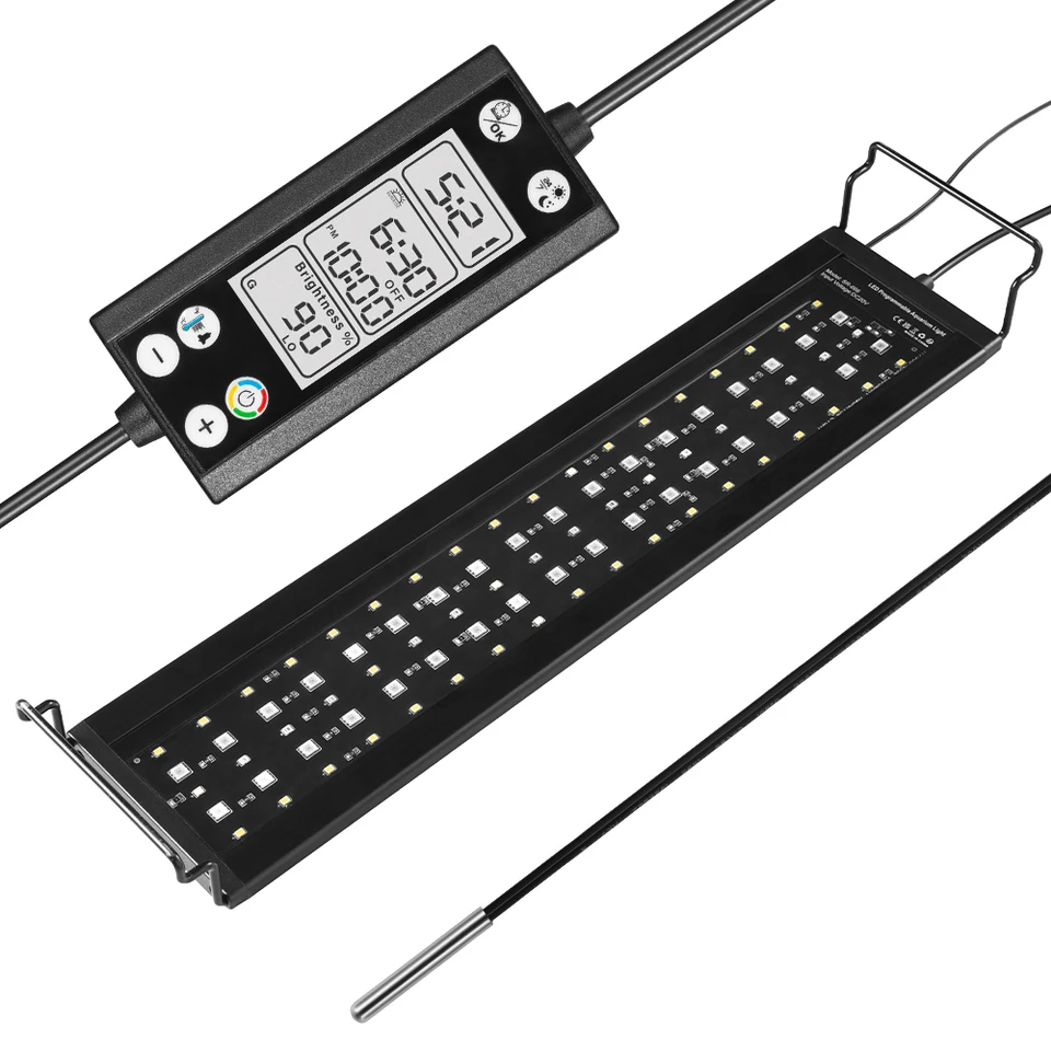 Plné spektrum 24/7 LAMP AQUARIOM LED svetlo s teplomerom a funkciou pamäte pre vodné rastliny