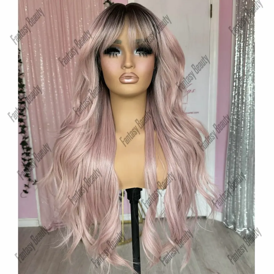 Plné čipkové parochne ľudské vlasy pre biele ženy Vysoko kvalitné ombre svetlo ružové s ranami bez Glueless 13*3 13*6 Lace predné parochne ľudské vlasy