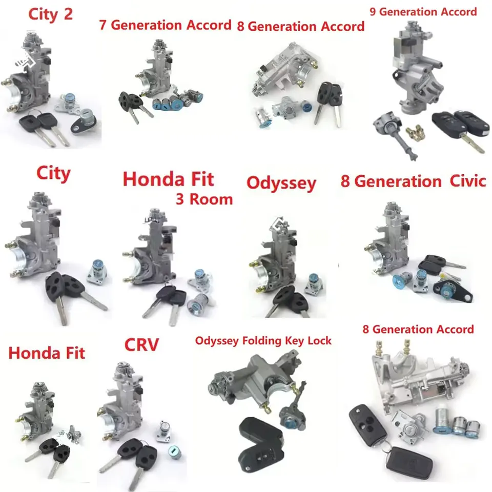 Plný zámok v oblasti uzamknutia automobilu pre Honda Accord Civic Fit City Citral Central Control Dvere Lock Zavedné predné dvere Kľúč predných dverí