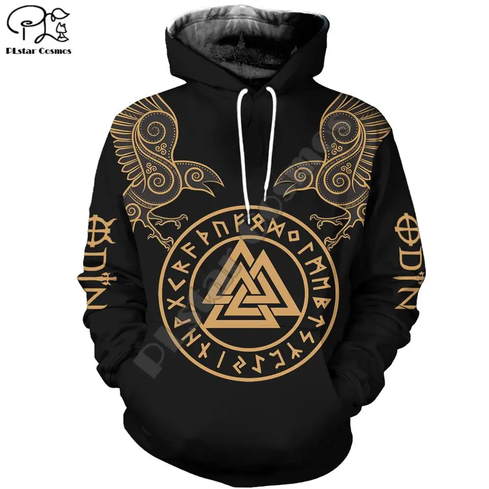Plstar Cosmos Valhalla God Odin Warrior Tattoo Vintage Newfashion tracksuit 3Dprint Harajuku Pullover Casual Bundace Hoodies X14