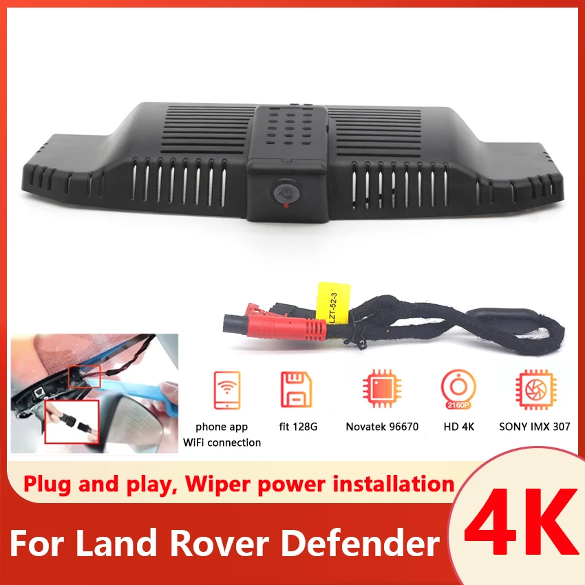 Plug and Play Dash Cam pre Land Rover Defender 90 110 130 (L663) 2023 2022 2021 2020,4K DVR DVR DVR Dashcam Dashcam pre Landrer