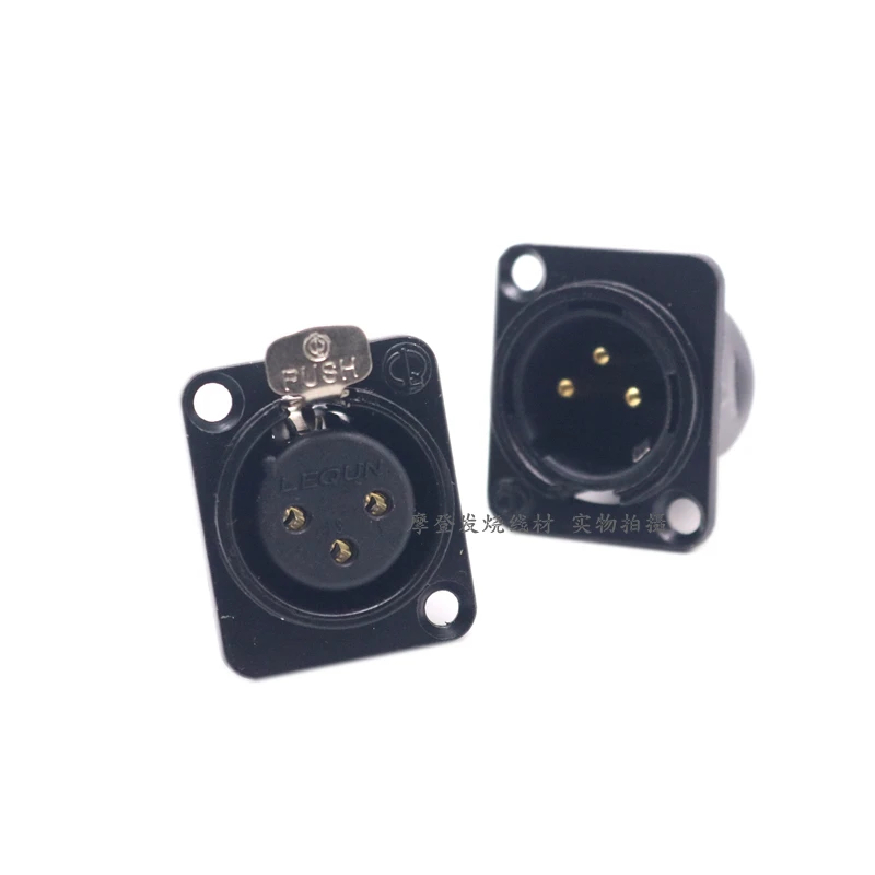 Plug to Socket Black Pure Copper Gold-Plated XLR Sámka vyvážená samec spájkovacia zásuvka XLR terminál