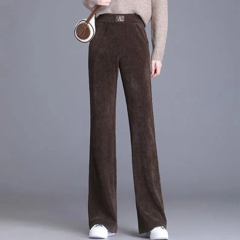 Plus fleece Flare nohavice Ženy Jeseň Zima Nový vysoký pás Elastický elastický šírka Elastic Elastic Elastic Solid Letter Letter Casy Nad príležitostné nohavice