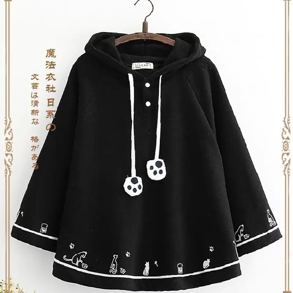 Plus veľkosť 3xl 150k sladká mačka Poncho Capes Coat Dámsky Poncho Cloak Outerwears Elegantné kabáty Žena Ženské jarné dámske oblečenie