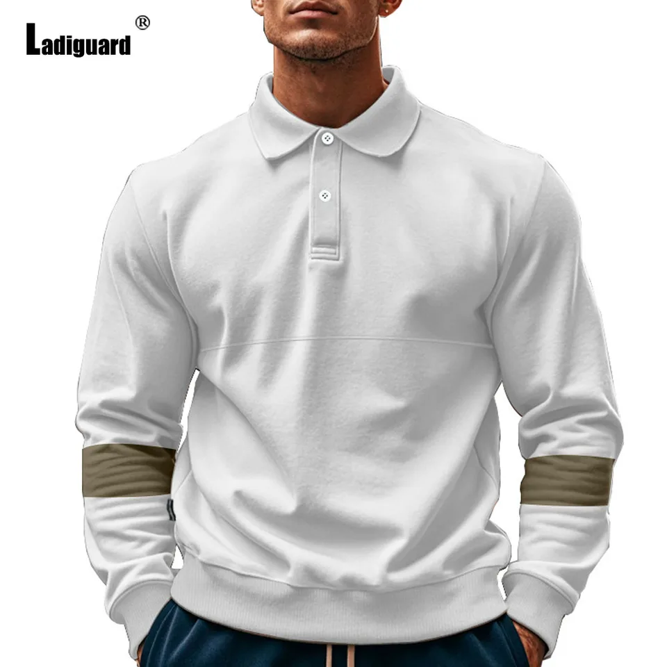Plus veľkosť 3xl pánske patchworky mikiny lepal golier základné horné streetwear 2024 Jeseň Príležitostné pullovy mužské polo tracksuits nové nové