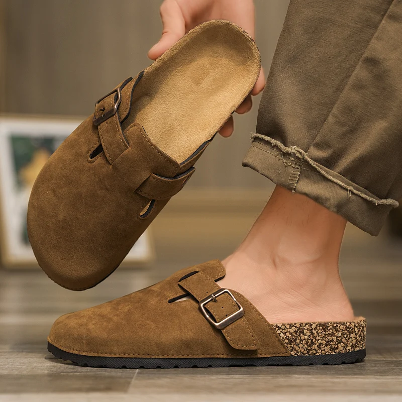 Plus veľkosť 47 mužov Half Shoes Nasiate mokasiniská korkové šaty