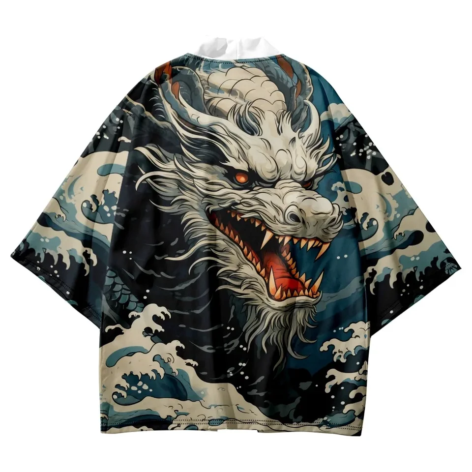Plus Veľkosť japonský anime dračí tlač Cosplay kimono letná pláž ženy Women Wailogan Yukata Tradičné muži Haori Ázijské oblečenie