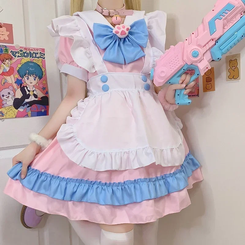Plus veľkosť kawaii šaty cosplay kostýmy Školské dievča slúžka oblečenie viktoriánske šaty anime ružové japonské gotické lolita oblečenie o