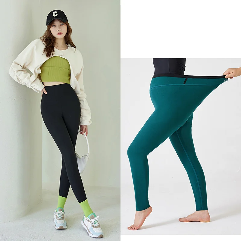 Plus veľkosť M-5XL Fit 40-110 kg Legíny Hrubé zimné nohavice Fleece Podšívka udržiavajte teplú veľkú veľkosť ženy oblečenie jogy nohavice