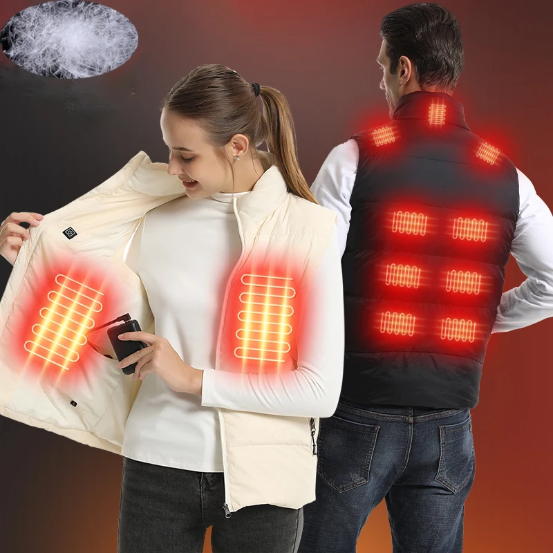 Plus veľkosť M-8XL Men ženy Dámske vesty Bundy Elektrické vykurovanie Vázky zimné tepelné odevy lovecké lyžovanie turistika čierna biela
