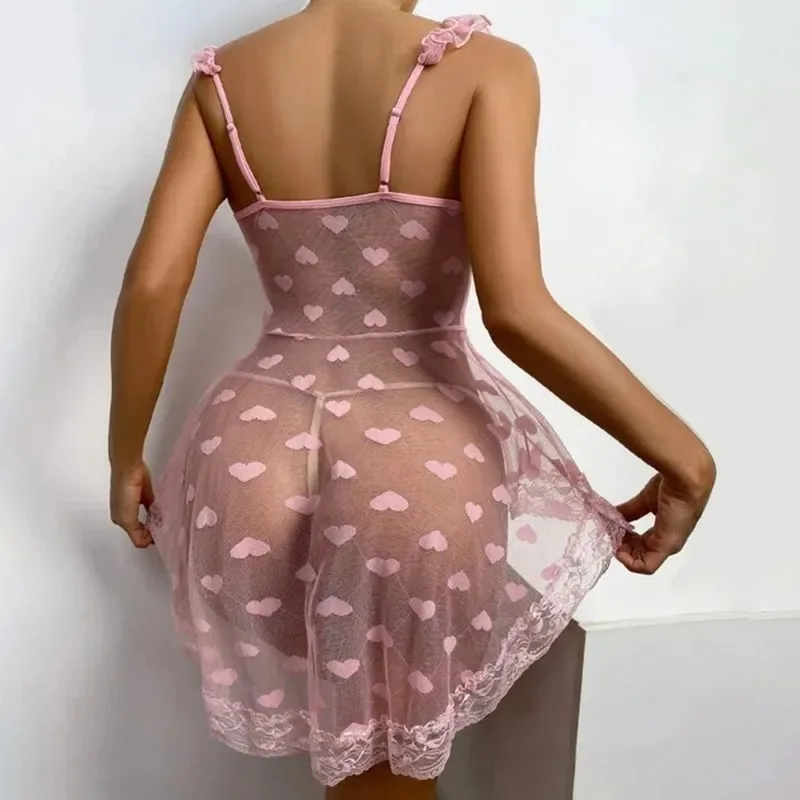 Plus veľkosť sieťoviny nočné šnurovanie čipky emocionálne spodné prádlo Sexy nočné oblečenie Ženské pokušenie Nočné pre ženy spiace šaty S-5XL