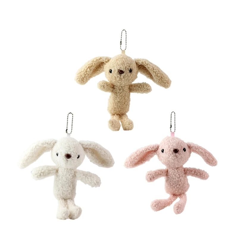 Plyšové veľké ucho králiky kúzlo Keychains Sladké krásne závesné závesy Ozdobia Klávesové batohové dekorácie pre ženy dievčatá 4xbf