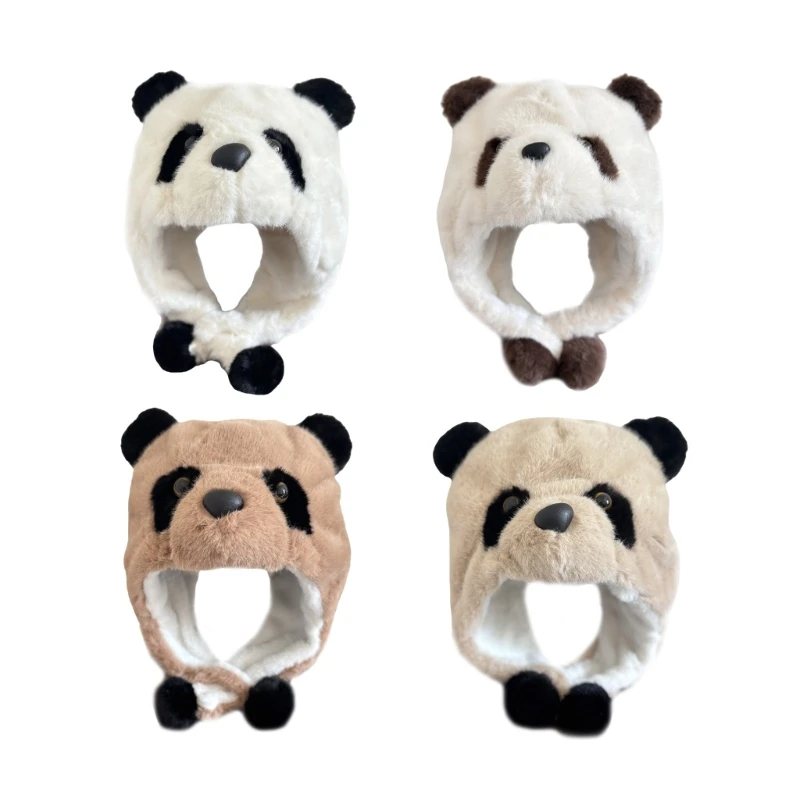 Plyšový panda klobúk teplý pasca klobúk uši