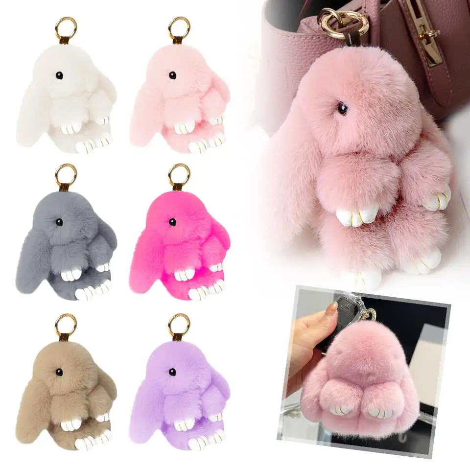 Plyšový zajačik prívesok Keychain mŕtvy králičie šperky na šperky Plyš prívesok prívesok vrecká na zavesenie kľúčových doplnkov dekora