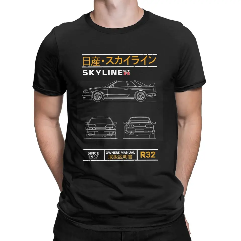 Plán tričku Skyline R32 pre mužov R32 Racing Motorsport Round Crck Cotton T košeľa nové príchodové oblečenie