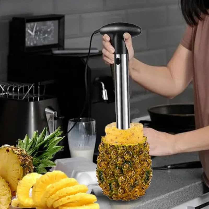 Plátky s ananásom 1pc, plátky na pitting, nástroj na výrobu ananásu a nástroj na krájanie, nástroj na odstraňovanie jadra ananásu z nehrdzavejúcej ocele s ostrou čepeľou