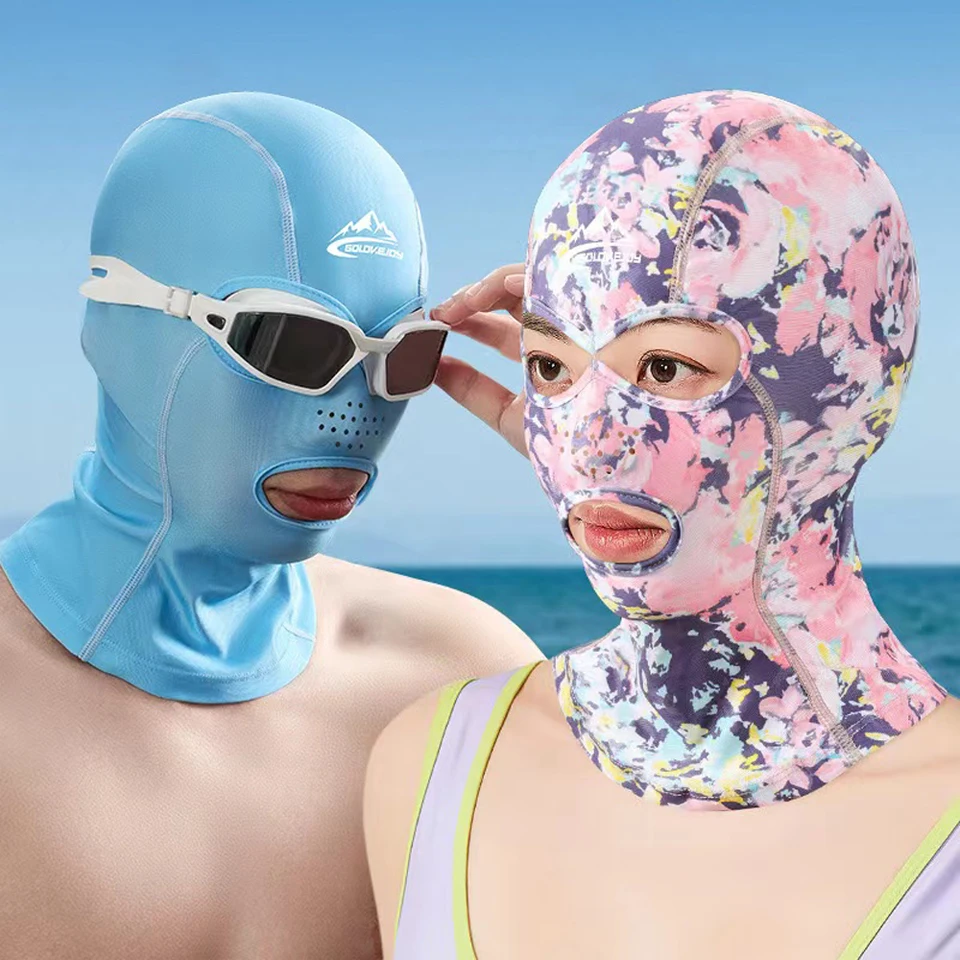 Plávanie potápania Facekini UV ochrana pred slnkom celá tvárová maska ​​hlava krk k krytu na krk na krk na krk Elastická plávajúca čiapka na potápanie športových poklesov hlavy unisex