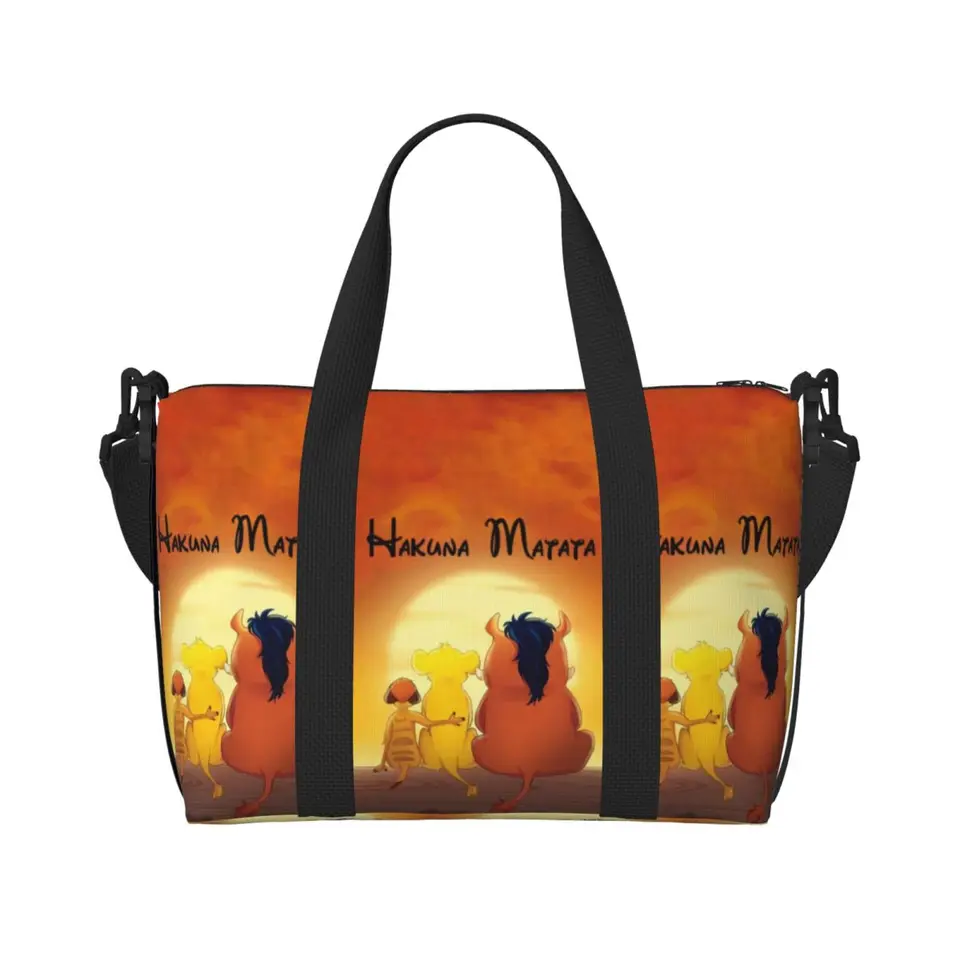 Pláž Lion King Pumbaa Pláž tote pre ženy extra veľká telocvičňa prenášajte na vtipné karikatúry cestovné nákupné tašky