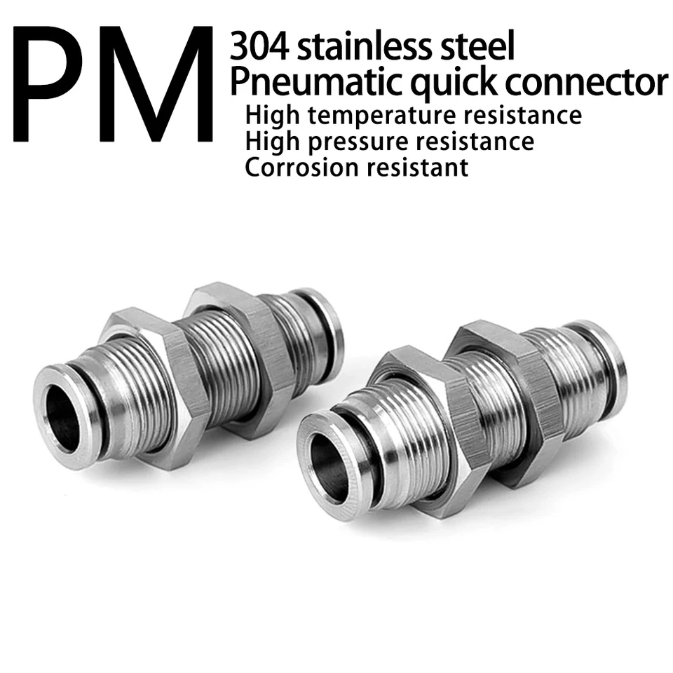 PM 304 Nerezová oceľ Pneumatický konektor Pollkhead Rýchly konektor 4 6 mm 8 mm 10 mm 12 mm 14 mm 16 mm hadicový plynový konektor konektor