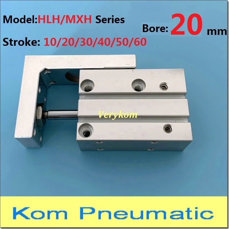 Pneumatický 20 mm otvor lineárny sprievodca posúvací valček s magnetickým HLH malou kompaktnou koľajnicou MXH20-60Z HLH MXH20-10/20/30-40/60-Z