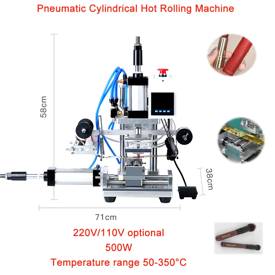 Pneumatický valcový rvalkový stroj Novo vylepšený rúžový rúžový rúžový pera Pero Zakrivený povrchový stroj 500W