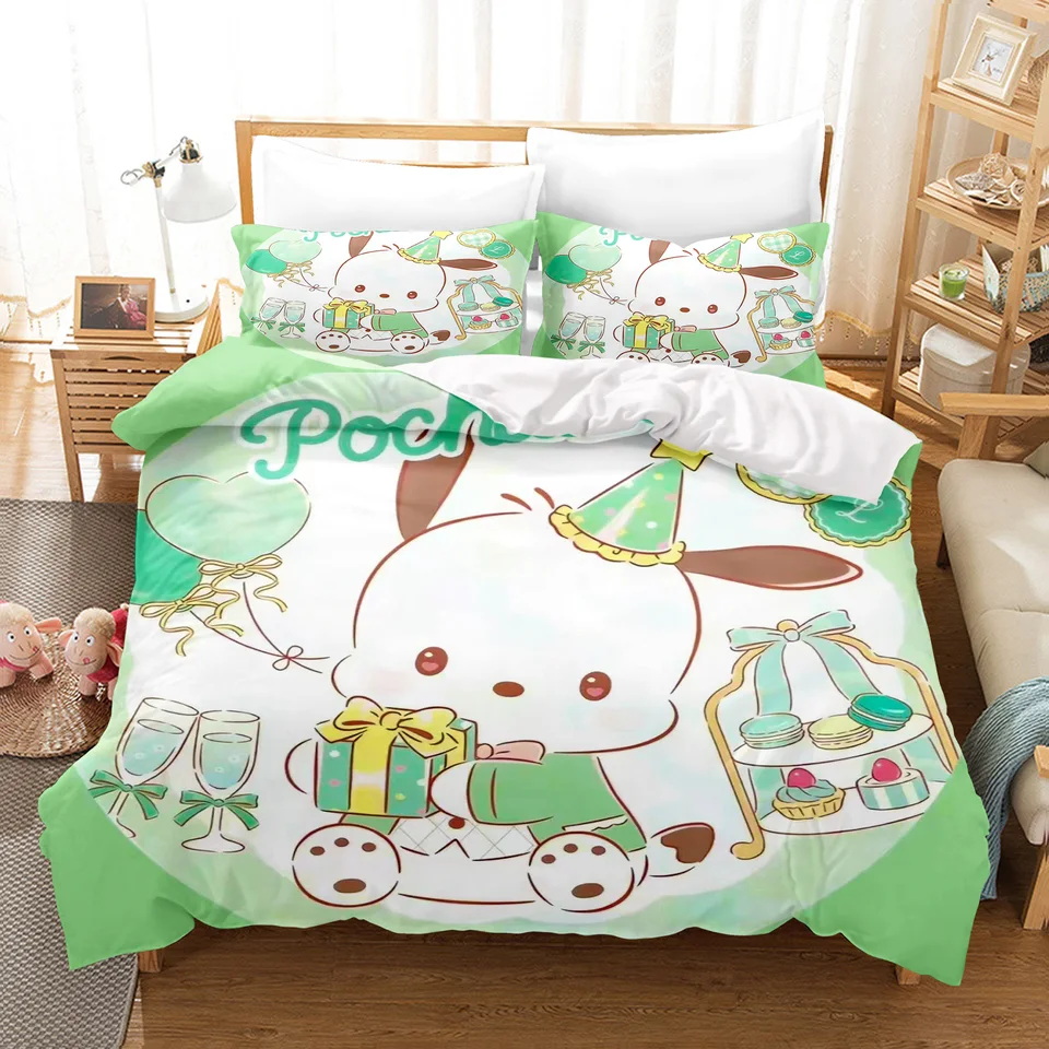 Pochacco Sanrio Pug Bedroom Duin Cover Set Bedwing Setws Sets Detská podstielka Sada 3-dielny vianočné ozdoby Domov
