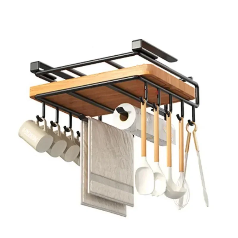 Pod kuchynskou skrinkou zavesenie organizátora papierová utierka držiak na odkladanie dosky Skladovací stojan bez dierovacieho hrnca Storage Storage Kitchenware Hook