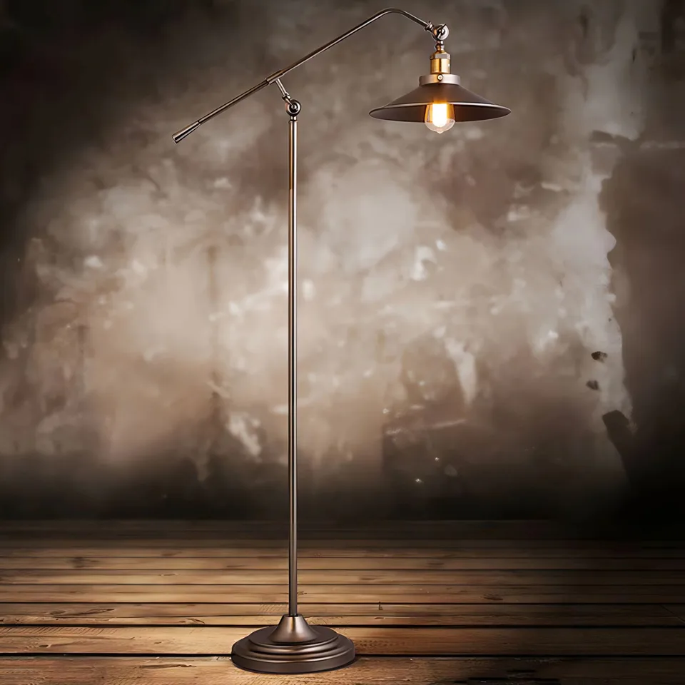 Podkrovie priemyselný štýl stojacia lampa Retro a nostalgický skladový študijný priestor Obývacia izba Kreatívna dlhá rybia rybárska lampa