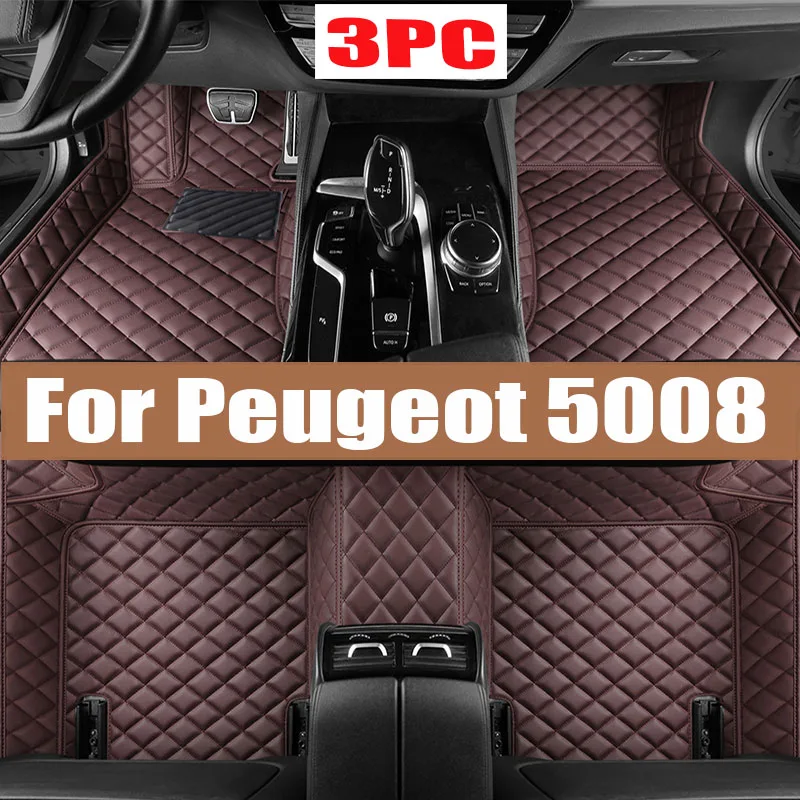 Podlaha automobilov pre Peugeot 5008 P87 2017 ~ 2023 7Seat Luxusná koža podlahová podlaha podlahy