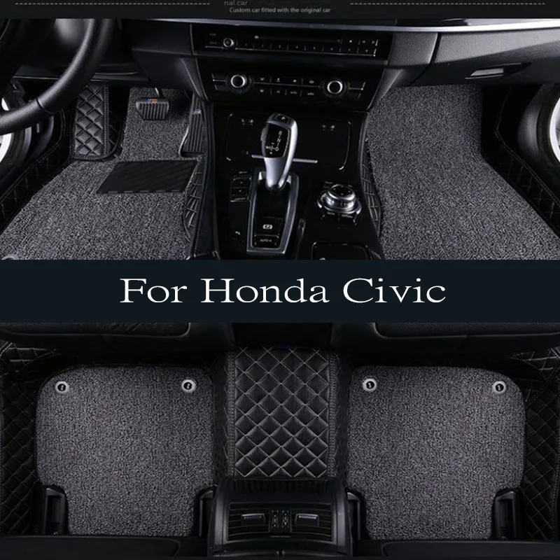 Podlahové podlahy pre Honda Civic 2016 2017 2018 2019 2020 2021 2022 Custom Auto Foot Pads Automobile Carpet Cover Cover