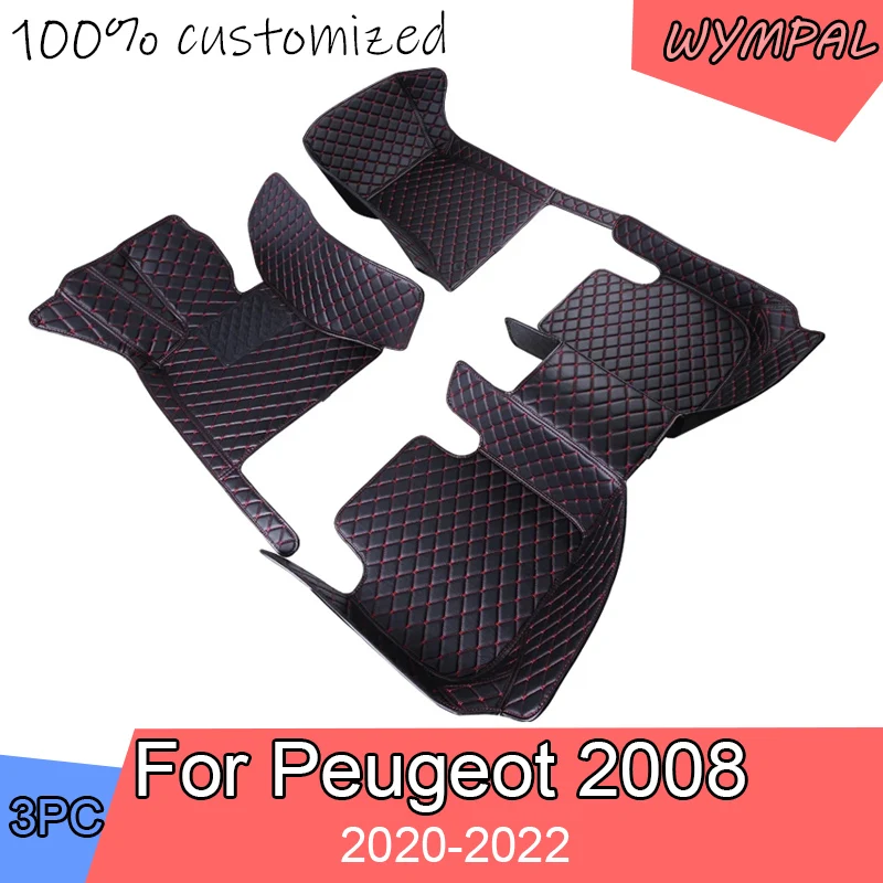 Podlahové podlahy pre Peugeot 2008 P24 2020 2021 2022 Luxusné kožené koberce Rugs Oddral Pad Anti Dirty Carpets Set Auto príslušenstvo