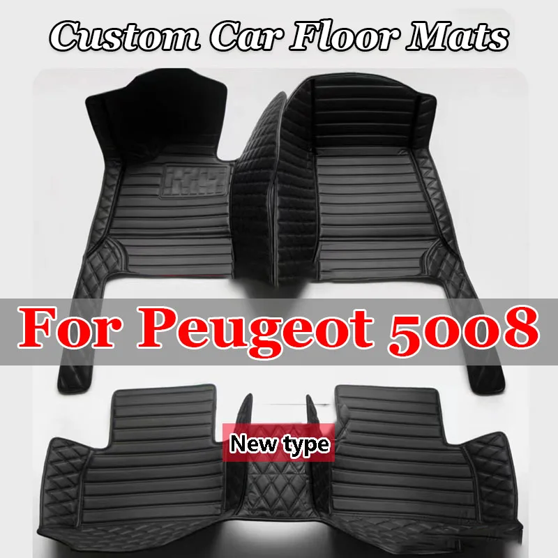 Podlahové podlahy pre Peugeot 5008 Sedem sedadiel 2017-2023 18 19 20 22 23 23 23 23 Custom Auto Foot Cover Cover Cover Interior Accessories