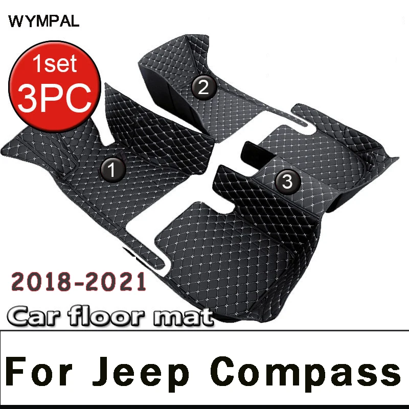 Podlahové rohože pre džíp compass 2018 2019 2020 2021 luxusná koža Men Dámske auto rohože plné pokrytie