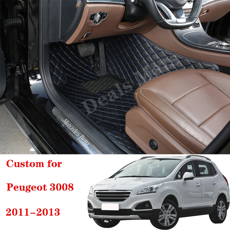 Podlahové rohože pre Peugeot 3008 2011 2011 2013 Vlastné vodotesné detaily interiérov koberce autopripingové doštičky príslušenstvo