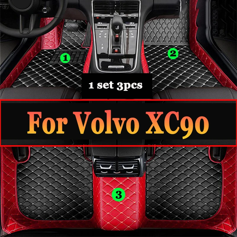 Podlahové rohože pre podlahy pre Volvo XC90 MK2 7 SEAT 2015 ~ 2022 Kožené rohožné sada kobercov auto interiérové ​​diely Koberec vodotesné podložky