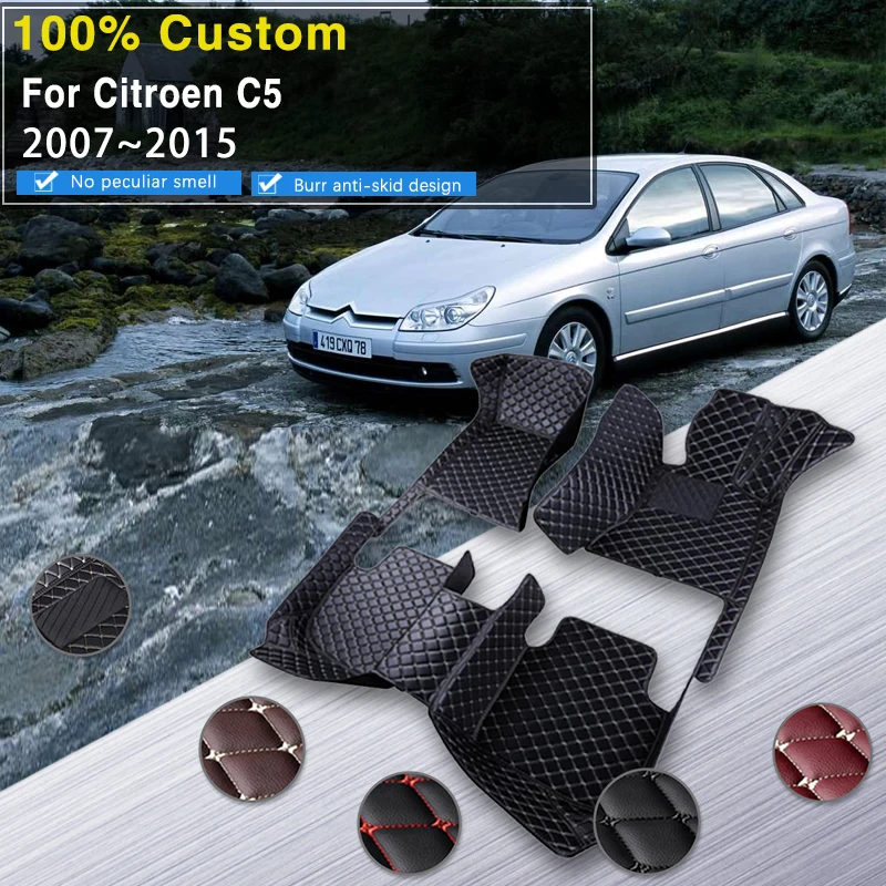 Podlahové rohože pre rohože pre Citroen C5 X7 Rd TD 2007 ~ 2015 Karpets kožené koberce Podlahy Matty kobercové tapety para carro car doplnky interiér