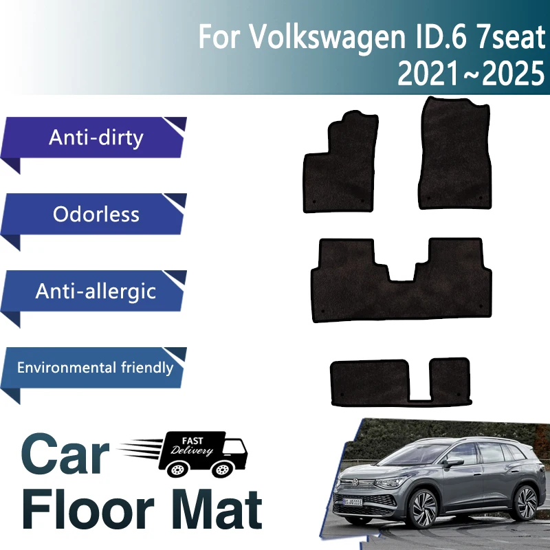 Podlahové rohože pre Volkswagen ID.6 VW ID6 ID6X ID6 CROZZ 2021 2022 2023 2024 7SEAT LUXURY PODLAHOVÉ KARPETY Automatické príslušenstvo