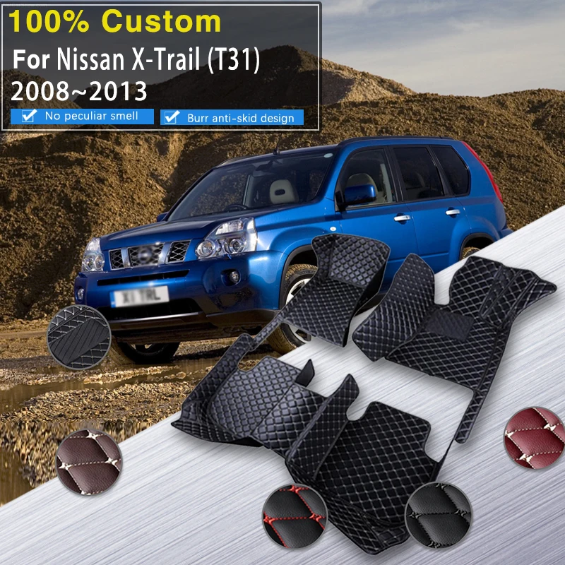 Podlahové rohože RHD pre podlahy pre Nissan X-Trail T31 2008 ~ 2013 Witerproof Alfombrillas Car Mat Plne nastavené interiérové ​​príslušenstvo automobilové príslušenstvo