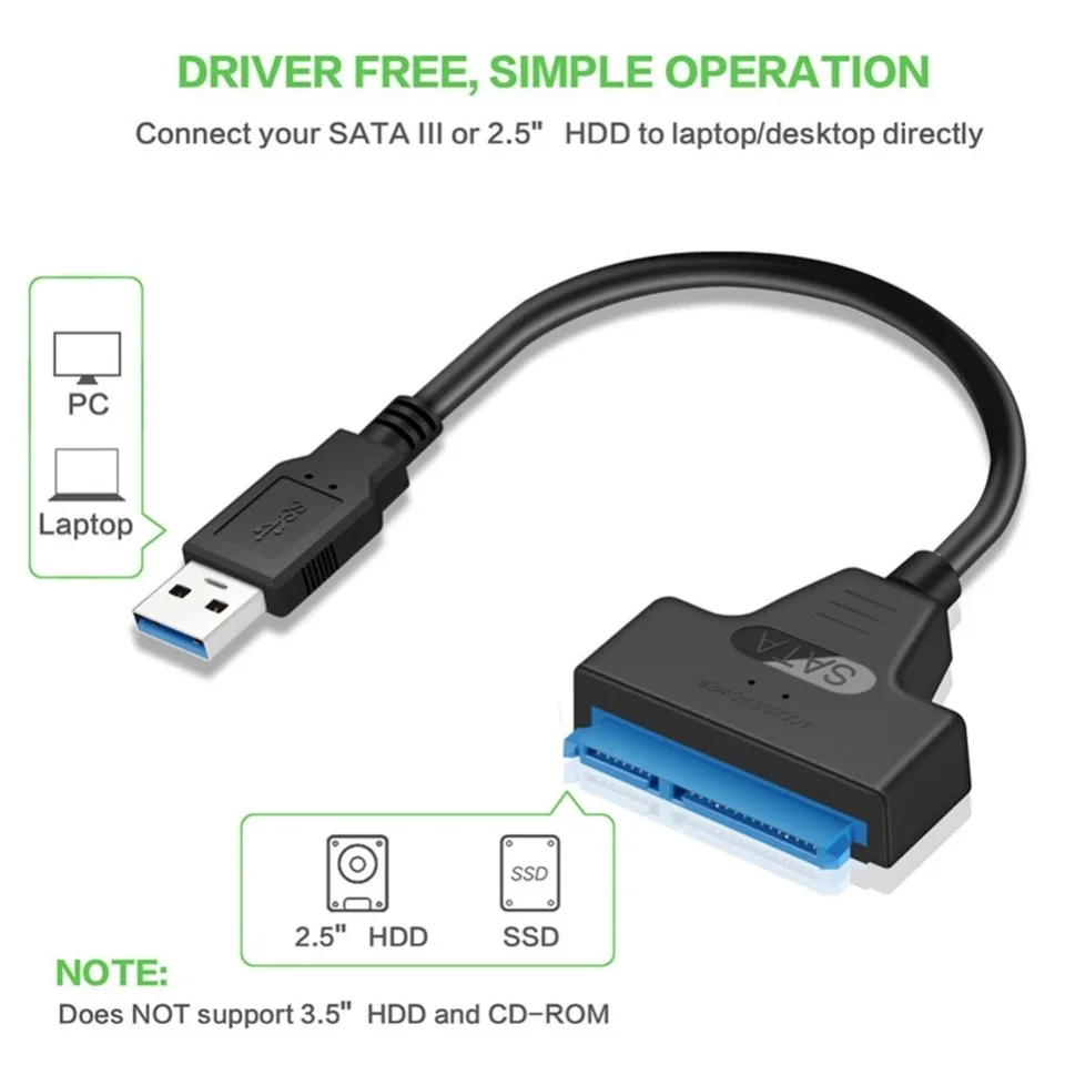 Podpora kábla typu C až SATA 2,5 palca Externá HDD SSD Adaptérový adaptér kábla Káblová kondertera