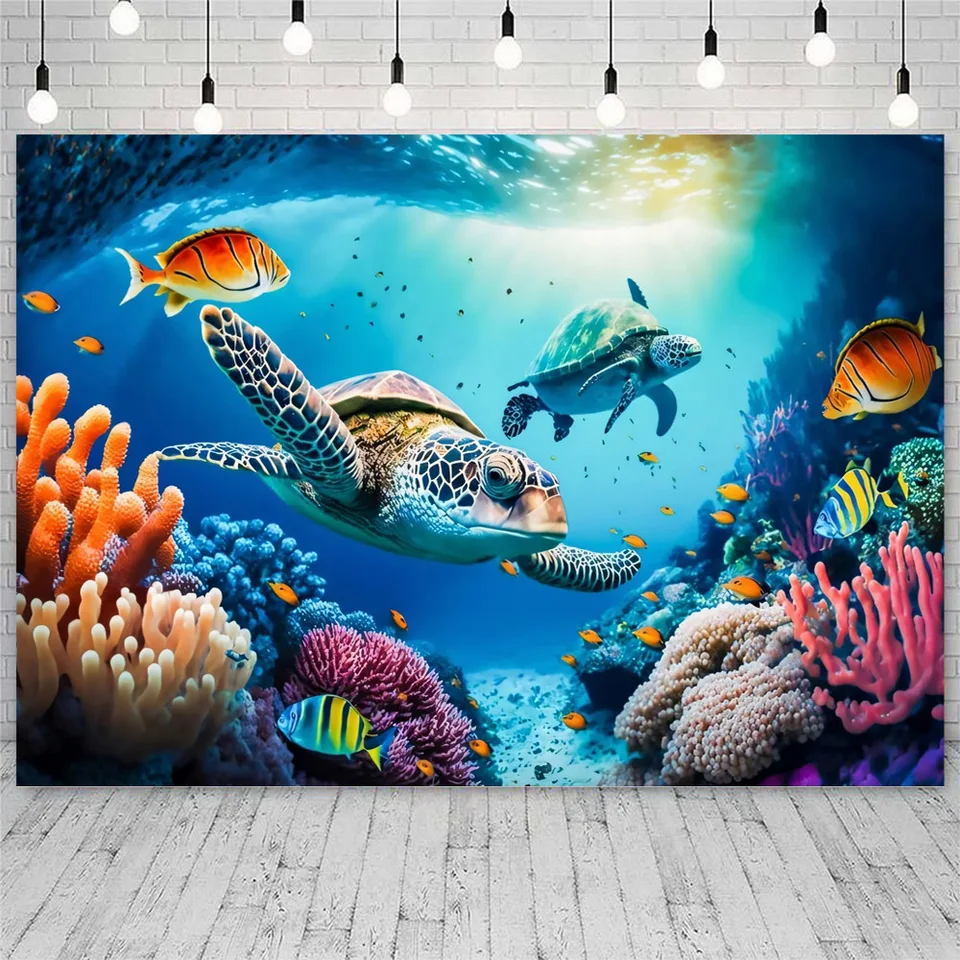 Podvodné svetové morské dno Pozadie Photography Ocean Undersea Fish Coral Aquarium Fish Tank Pozadie pozadia detské portrét Photo štúdio